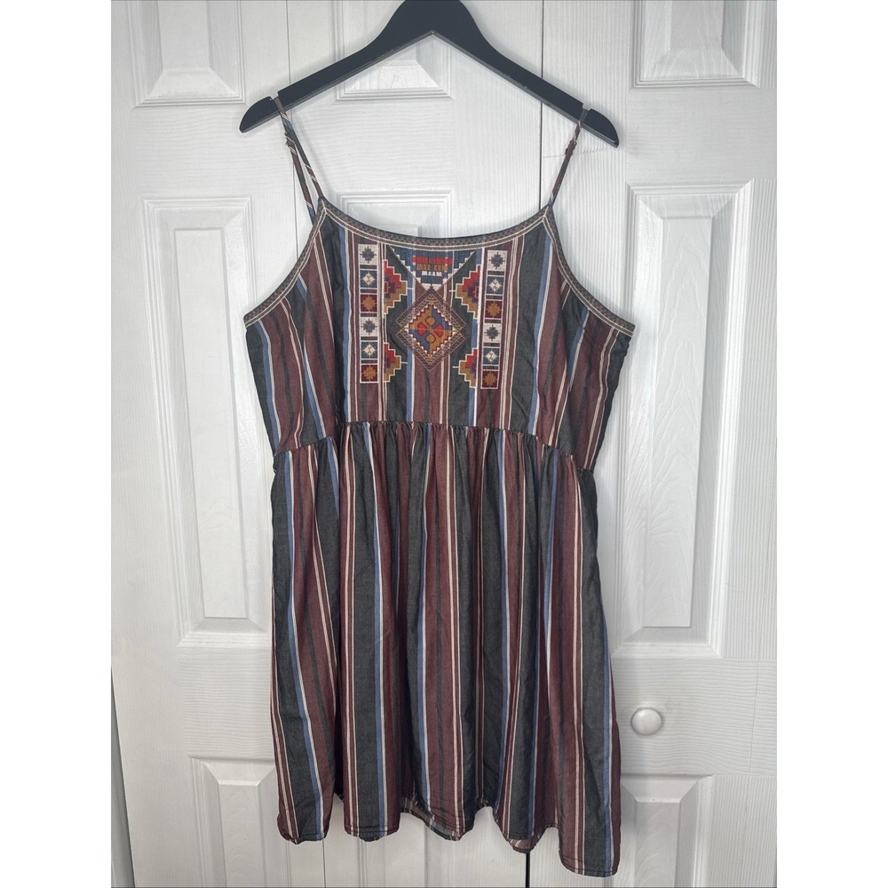 Madewell Embroidered Babydoll Cami Dress Stripe XXL Boho Festival J9076 Cotton